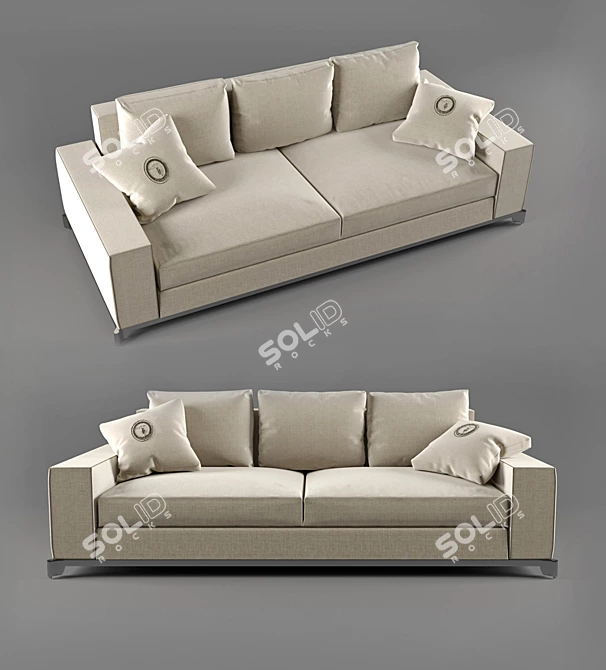 Trussardi Casa Italy: Elegant 3-Seater Sofa 3D model image 1