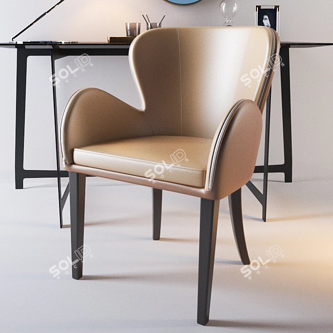 Elegant Chair & Table Set 3D model image 3