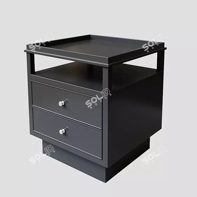 Elegant Black Nickel Bedside Table 3D model image 1