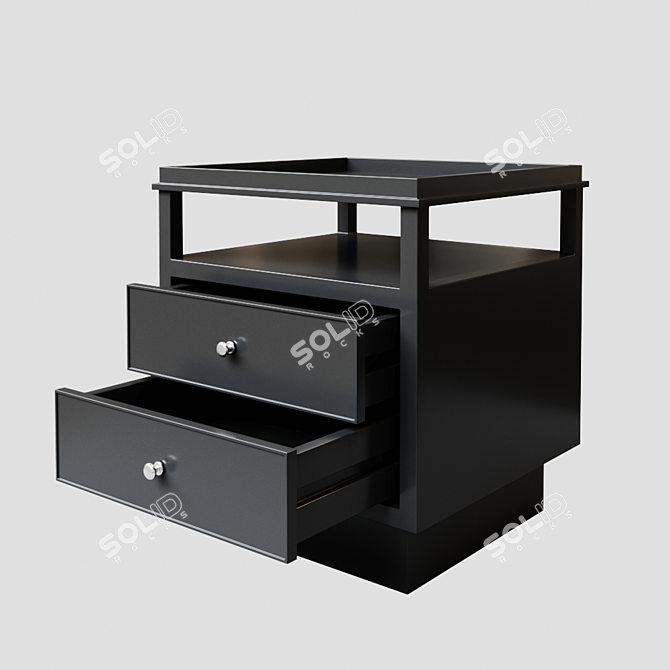 Elegant Black Nickel Bedside Table 3D model image 2