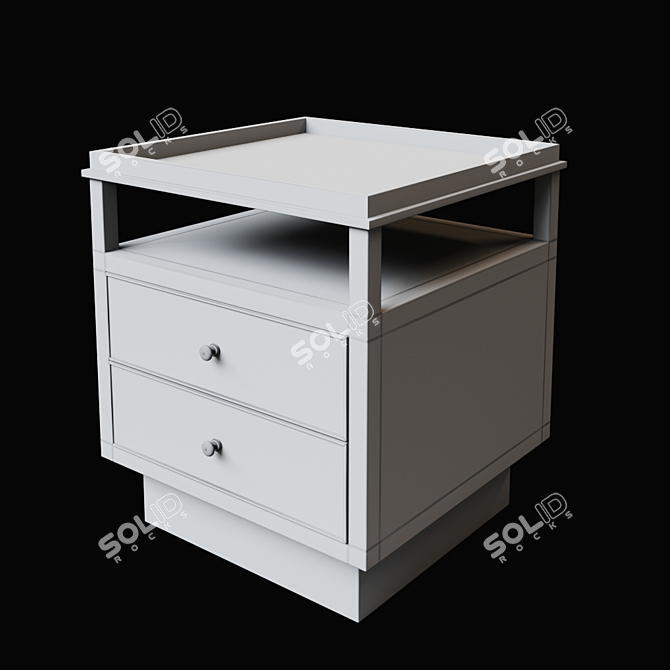 Elegant Black Nickel Bedside Table 3D model image 3
