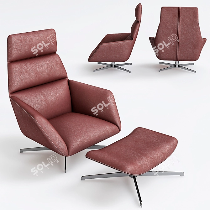 Nautilus Swivel Chair & Ottoman 3D model image 1