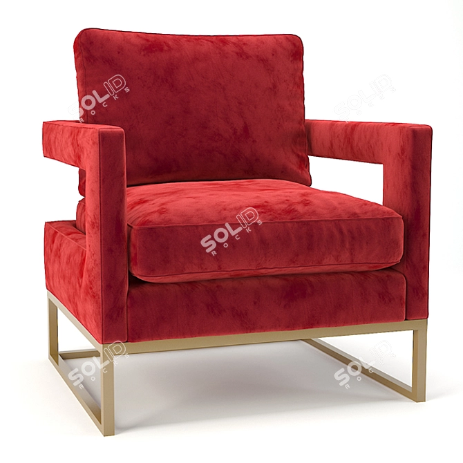 Modern Velvet Armchair 3D model image 1