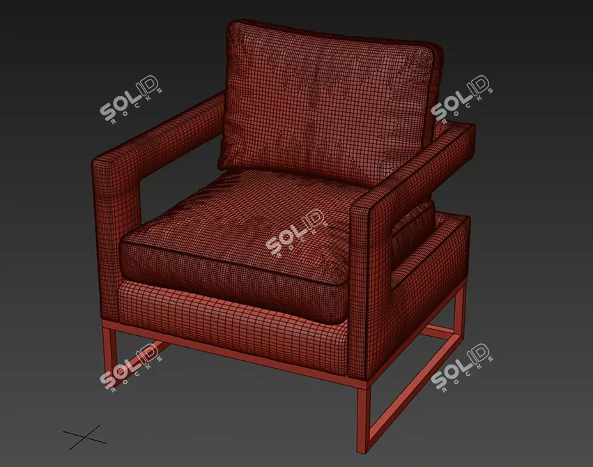 Modern Velvet Armchair 3D model image 3