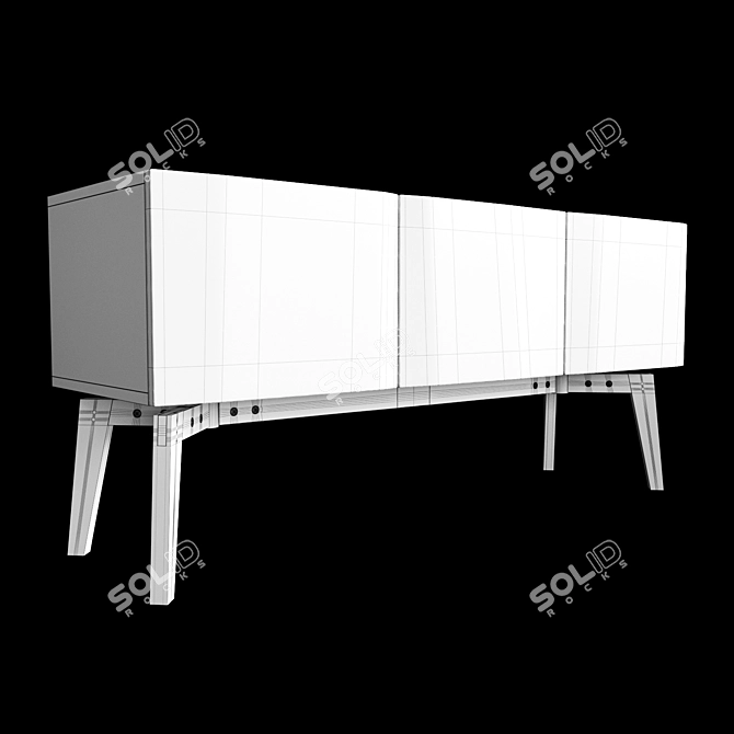 Sleek White Alba Credenza 3D model image 2