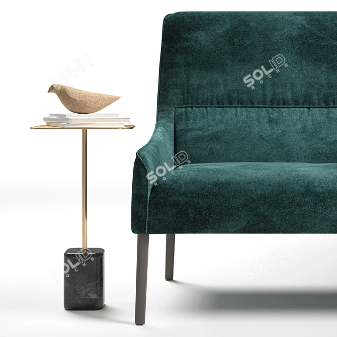 Ligne Roset Modern Trio: Long Island Sofa, Cupidon Table, Pascal Mourgue Floor Lamp 3D model image 3