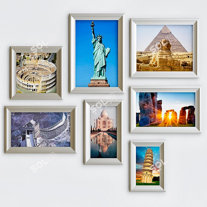 Elegant Wood Picture Frame 3D model image 1