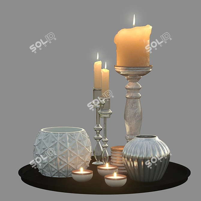 Elegant Candle Décor for Living Room 3D model image 1