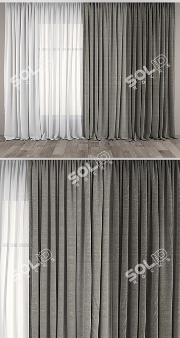 Elegant Curtains and Tulle 3D model image 2