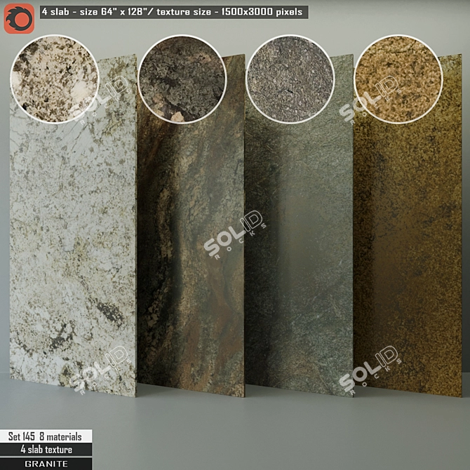 Premium Granite Slab Set 3D model image 1