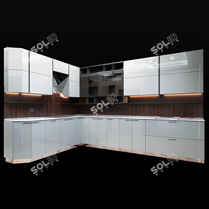 Modern Kitchen: VRAY and CORONA Versions 3D model image 1