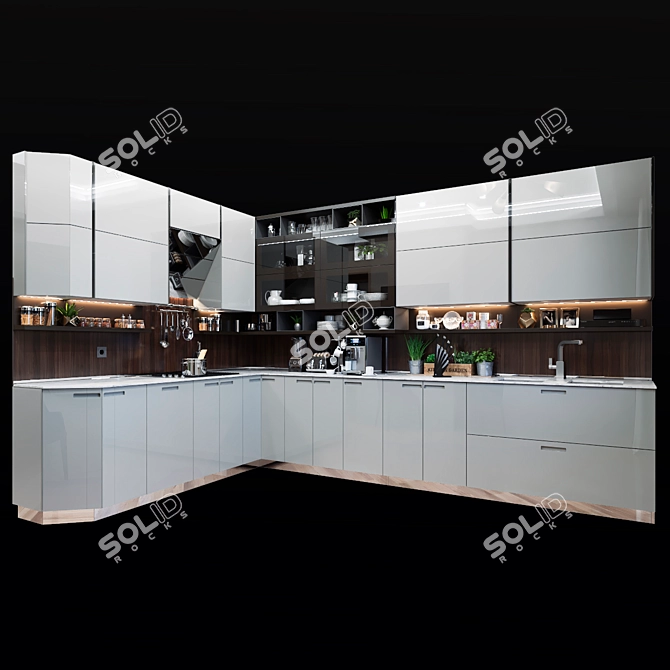 Modern Kitchen: VRAY and CORONA Versions 3D model image 2