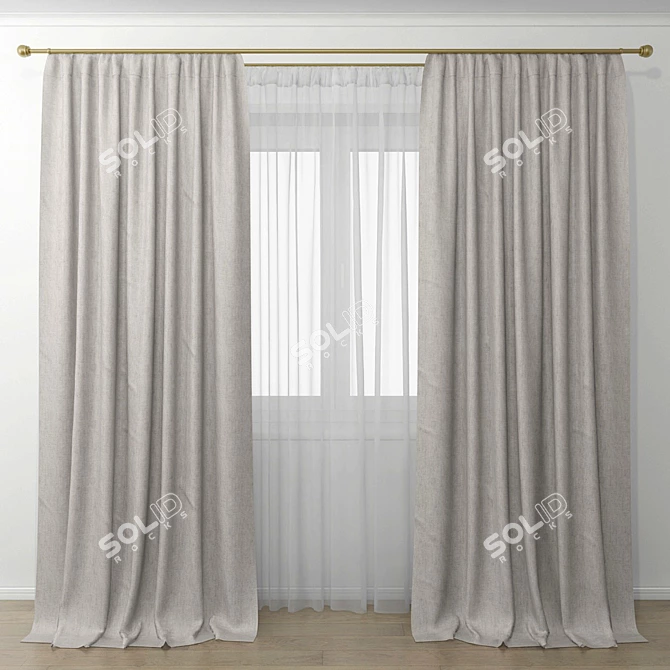 Elegant Sheer Window Curtains 3D model image 1