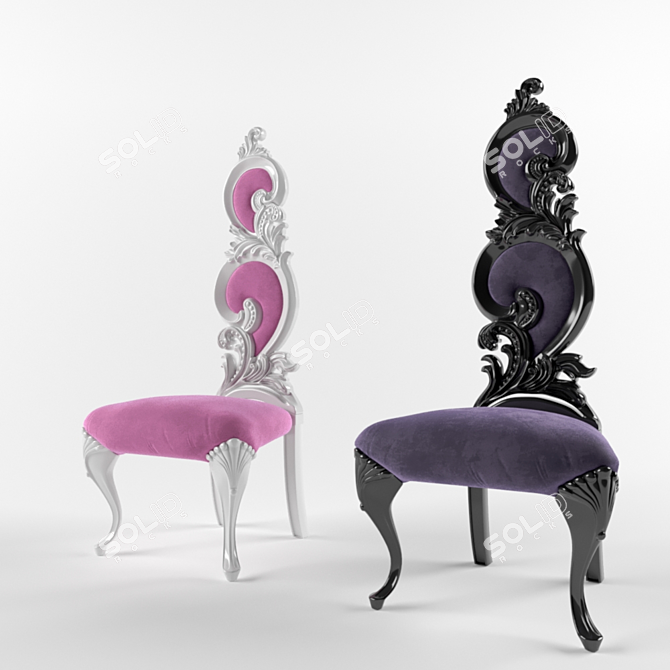 Elegant Violet Velvet High Back Chair 3D model image 1