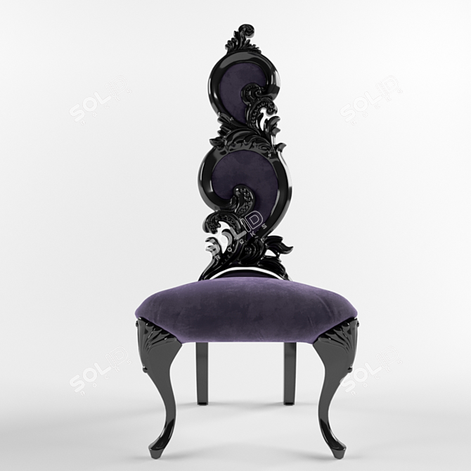 Elegant Violet Velvet High Back Chair 3D model image 2