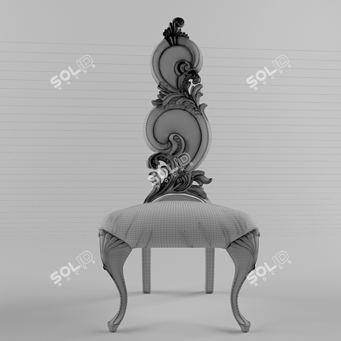 Elegant Violet Velvet High Back Chair 3D model image 3