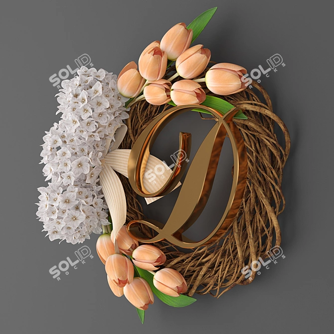 Delicate Christmas Wreath 3D model image 2