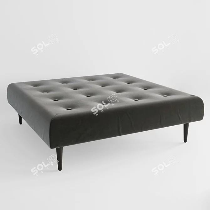 Luxurious Slate Grey Velvet Ottoman 3D model image 1