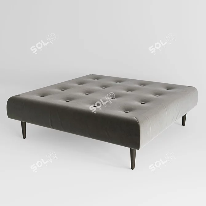 Luxurious Slate Grey Velvet Ottoman 3D model image 2