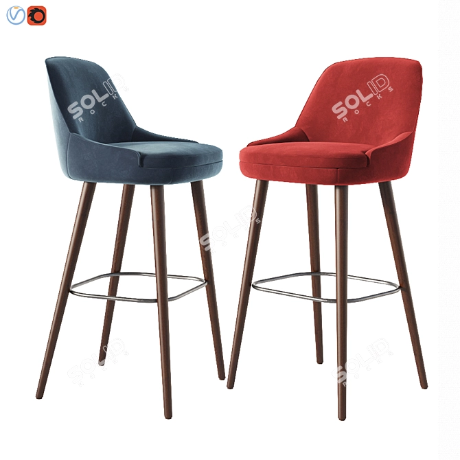 Title: Elegant 375 Walter Knoll Bar Stool 3D model image 2