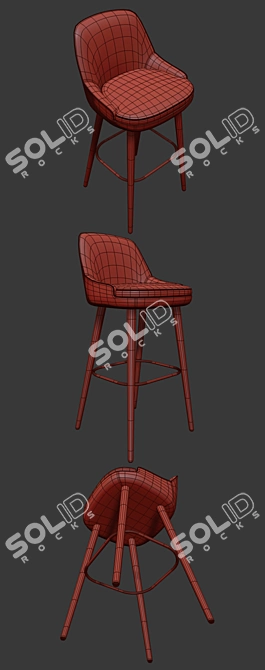 Title: Elegant 375 Walter Knoll Bar Stool 3D model image 3