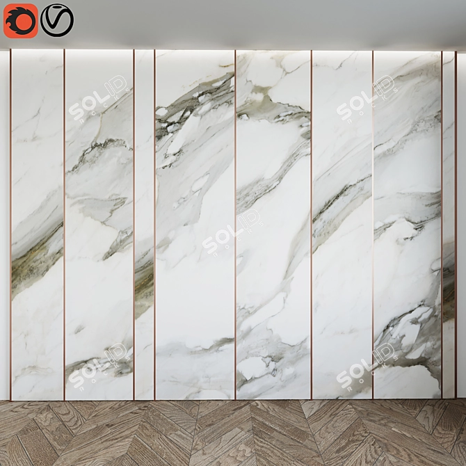 Aura Marble Wall Panel 3D model image 1