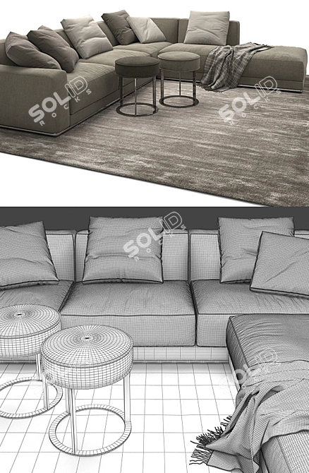 Luxurious Luis Sofa: B&B Italia 3D model image 3