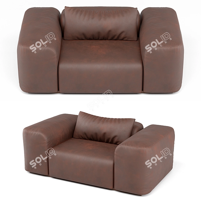 Title: Sleek Leather Accent Chair 3D model image 1