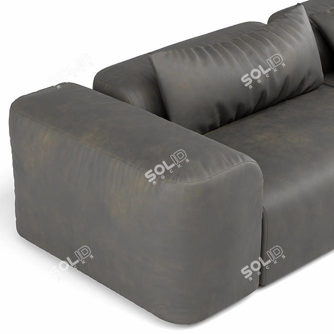 Sleek Leather Sofa 3D model image 2