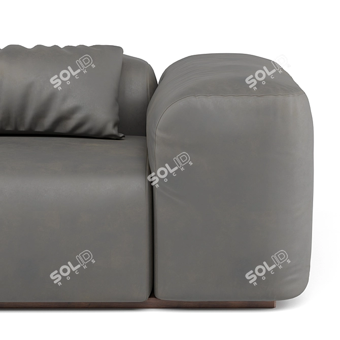 Sleek Leather Sofa 3D model image 3