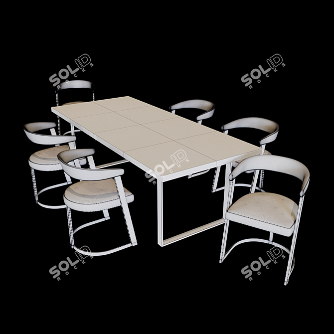 Elegant Raw Oak Table & Dexter Chairs 3D model image 3