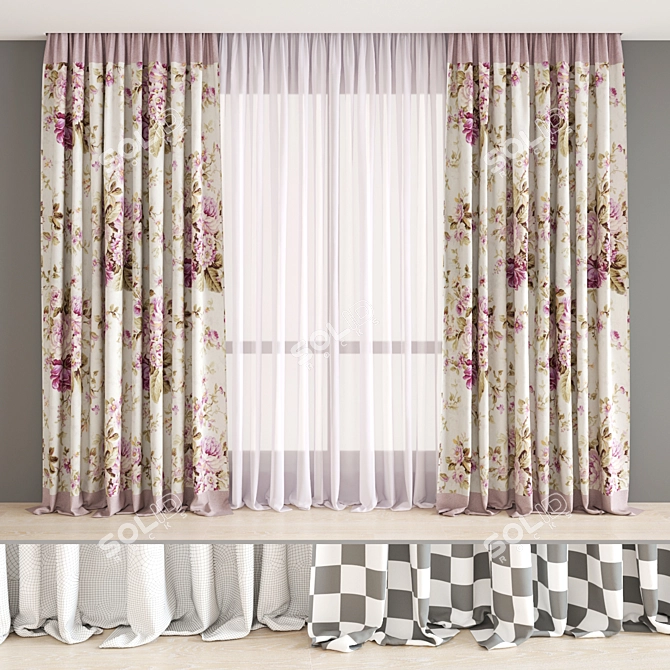 Elegant Togas Rosella Curtains 3D model image 1