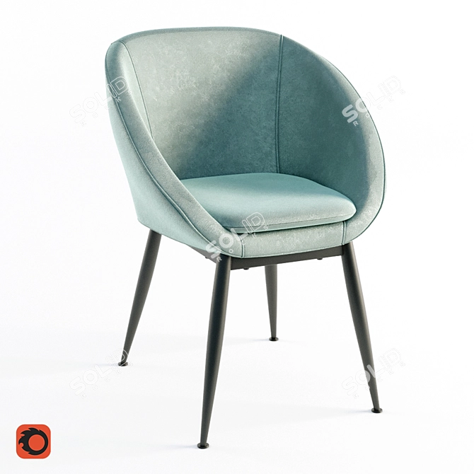 Velvet Spindle-Leg Dining Chair 3D model image 1