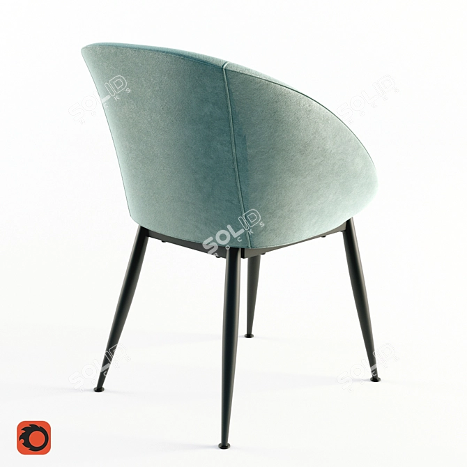 Velvet Spindle-Leg Dining Chair 3D model image 2