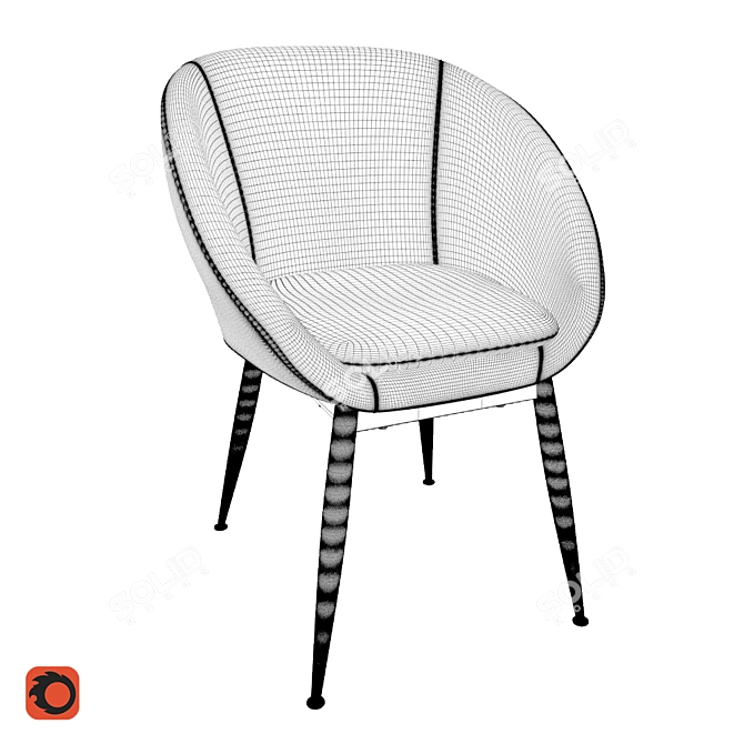 Velvet Spindle-Leg Dining Chair 3D model image 3