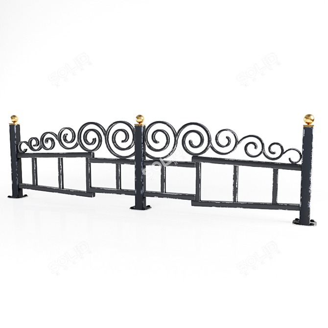 Elegant Wrought Iron Fence 3D model image 1