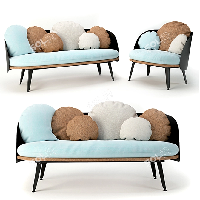 Nubilo Colors: Modern Sofa & Armchair 3D model image 1