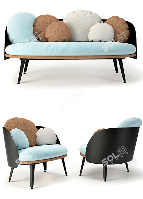 Nubilo Colors: Modern Sofa & Armchair 3D model image 2