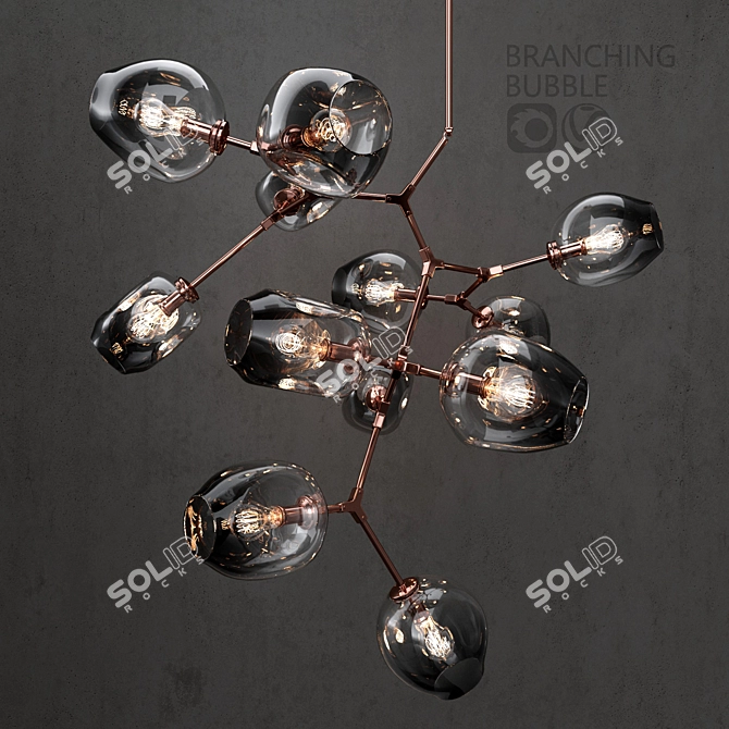 Elegant Branching Bubble Pendant Lights 3D model image 1