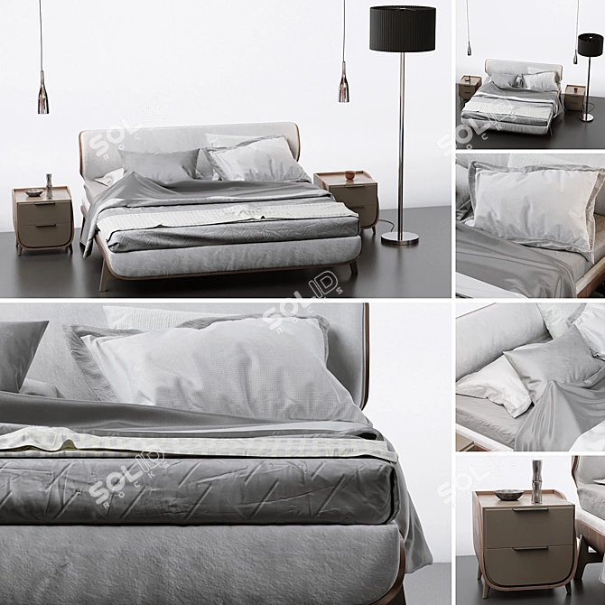 Elegant Sunrise Bed: A Perfect Blend of Luxury and Comfort 3D model image 1