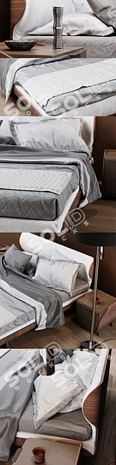 Elegant Sunrise Bed: A Perfect Blend of Luxury and Comfort 3D model image 2