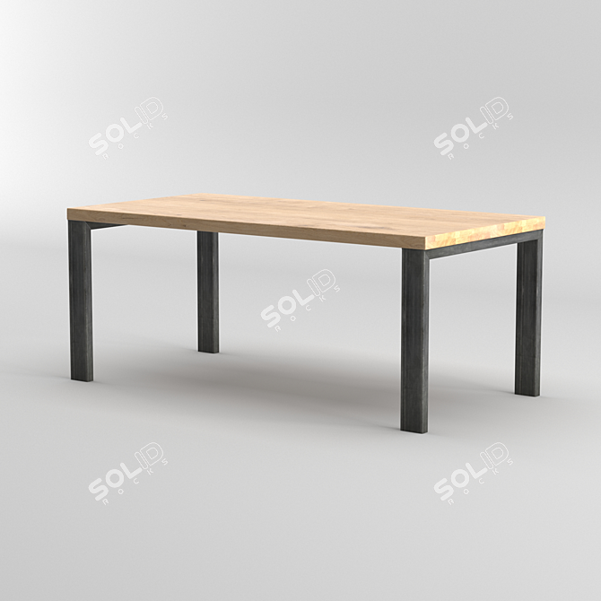 Modern Oak Steel Leg Table 3D model image 1