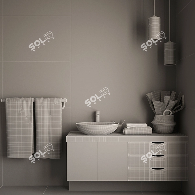 Sleek Bathroom Furniture Set 3D model image 3