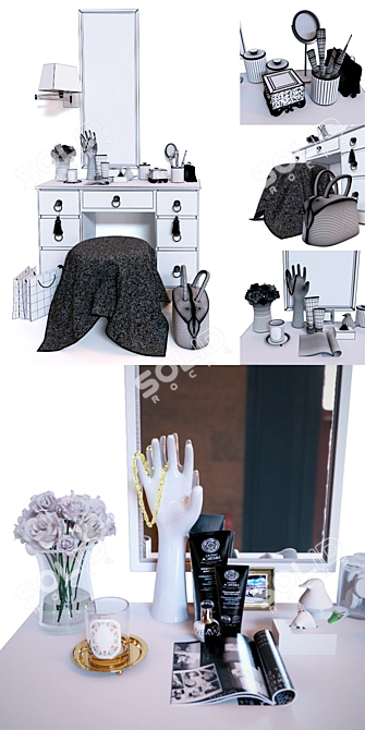 Elegant Filling Dressing Table 3D model image 3