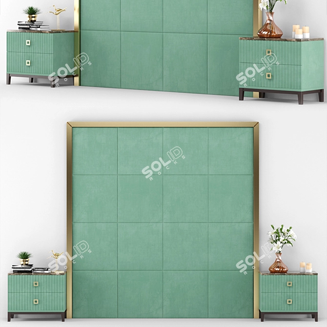 Elegant Art Deco Headboard Set 3D model image 1
