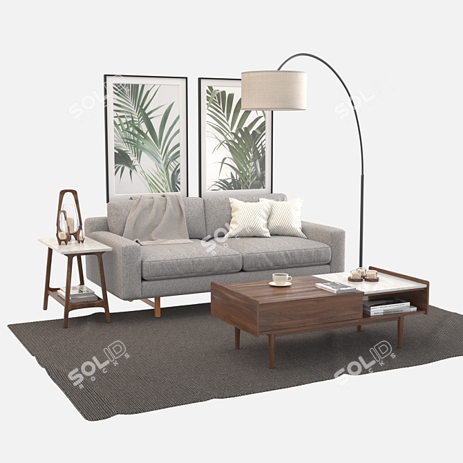 Modern Set. Mid-Century Elegance. 3D model image 2