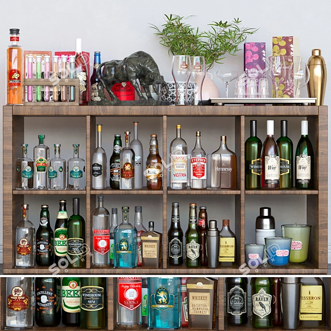 Ultimate Home Bar Collection: Alcohol, Candle, Beer 3D model image 1