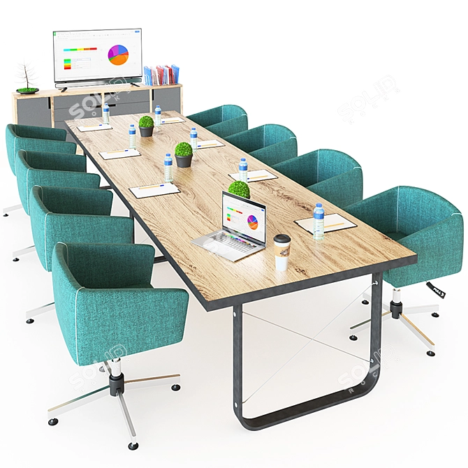 Modern Office Meeting Room Set 3D model image 1