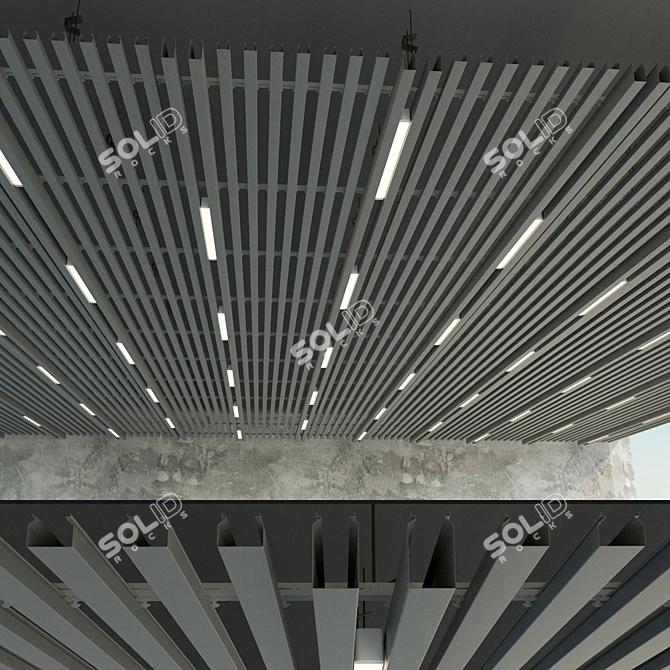 Title: Sleek Suspended Ceiling with Modular Lighting 3D model image 1