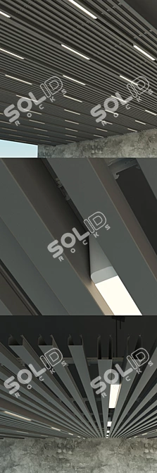 Title: Sleek Suspended Ceiling with Modular Lighting 3D model image 2